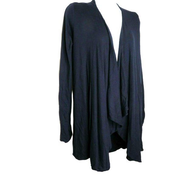 Neal Sperling Open Drape Front Angora Cardigan Sweater M Navy Blue USA Made VTG - Picture 6 of 10